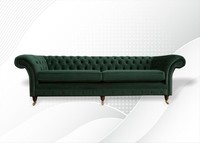 Chesterfield 4 Sitzer Textil GrüN Wohnzimmer Design Couchen Polster Sofa Sofas
