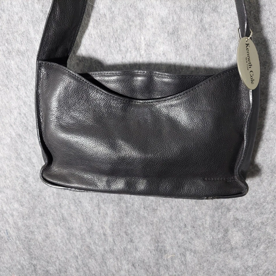Винтажный Y2K Kenneth Cole Нью-Йорк черный кожаный наплечная сумка Hobo сумочка женщин - Изображение 3 из 4