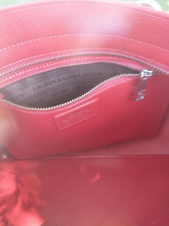 Cartera de cuero roja Ralph Lauren Foto 3 de 4