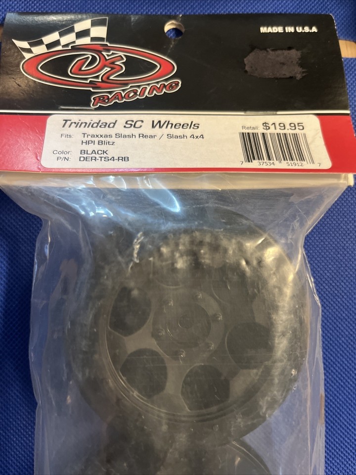 Ruote Posteriori DE Racing DER-TS4-RB Trinidad SC Nere Per Traxxas Slash 4x4