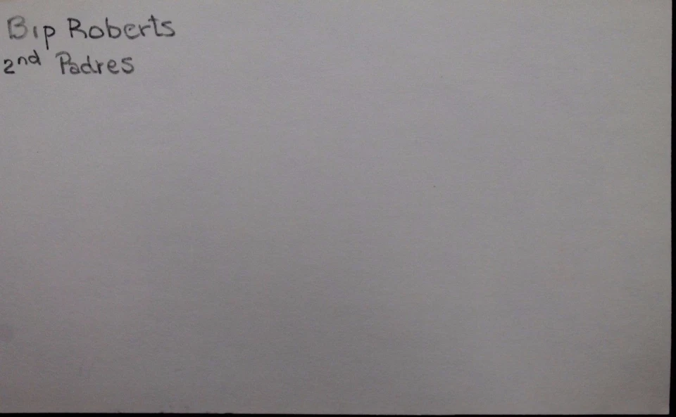 Bip Roberts Padres Reds Royals Indians Tigers Autographed 3x5 Index Card JSA 17D - Image 2 of 4