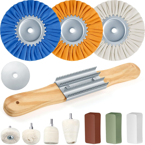 11 Pcs Airway Buffing Wheel Polishing Kit 8 Inch Aluminum Polishing Wheel
