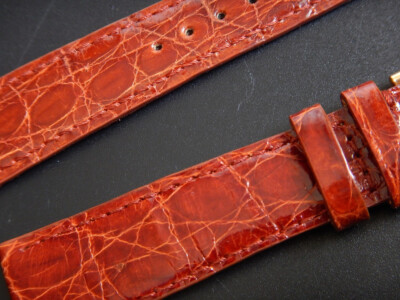 Bracelet En Cuir De Crocodile Véritable 20 Mm - Semi-rembourré - Marron - Neuf Sans étiquette