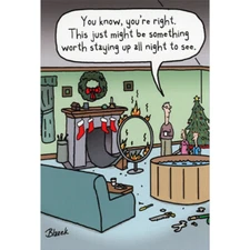 Santa Chimney Ramp Flaming Hoop and Pool Box of 12 Funny Christmas Cards