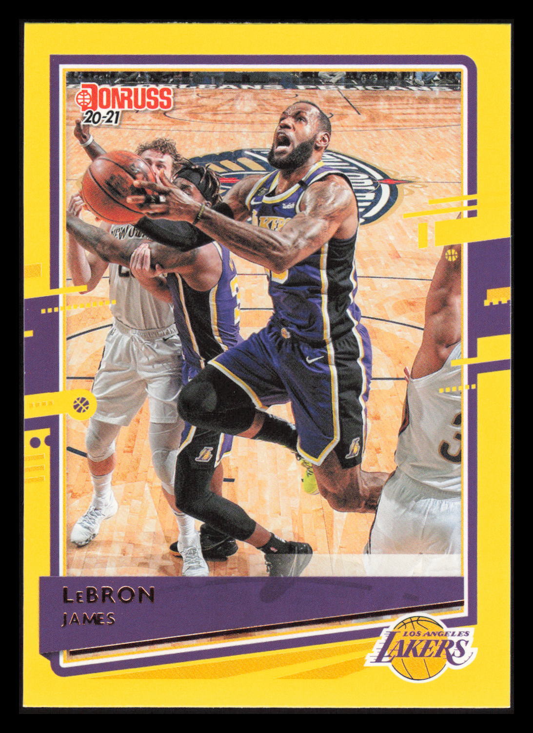 2020-21 Donruss #12 Yellow Flood LeBron James Los Angeles Lakers