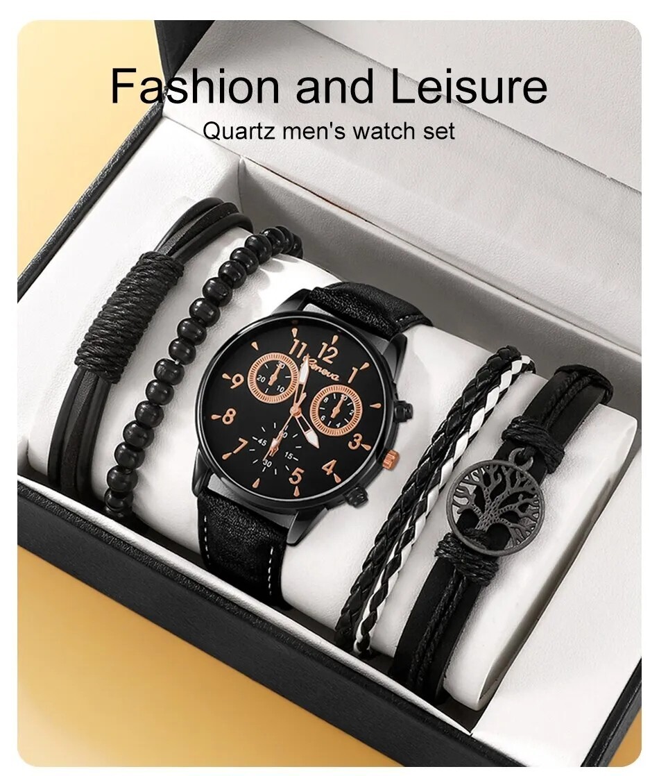 Montre sport homme noire et cuir : lot de 5 montres militaires pour le quotidien