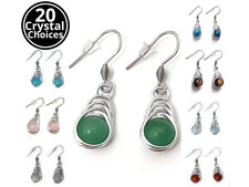 Wire Wrap Crystal Gemstone Elegant Herringbone Weave Drop Dangle Bead Earrings