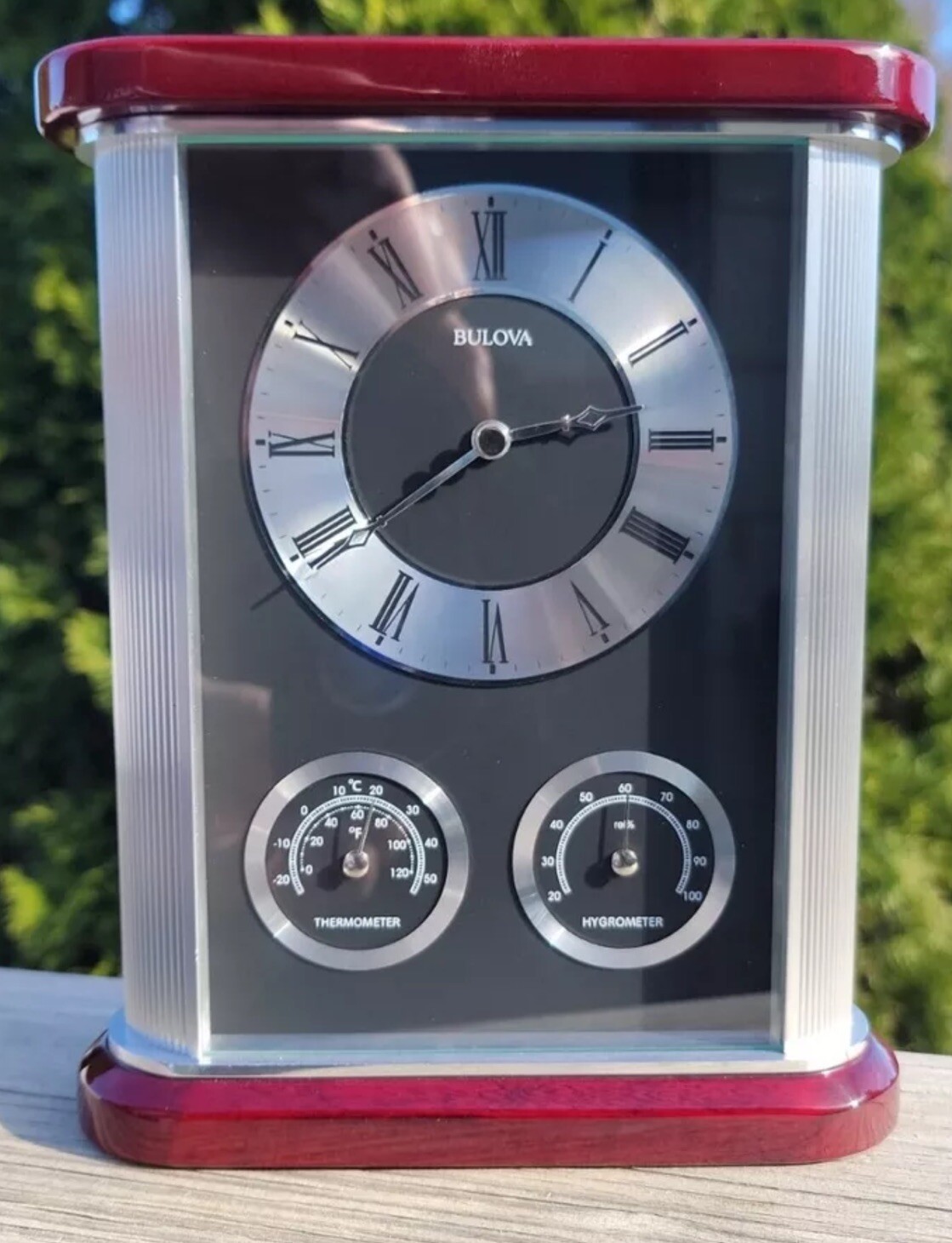 NWOB Bulova B7590 Belvedere Executive Desk Clock Weather Station