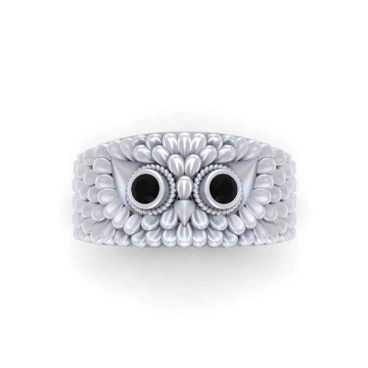 Symbol Of Luck Owl Ring Black Onyx Owl Wedding Band For Mens Owl Ring 925 Silver