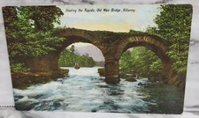 Vintage Postcard. Ireland. Shooting the Rapids. Old Weir Bridge.  Killarney....