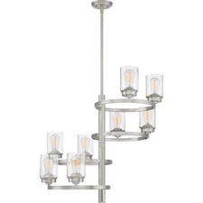 Evolution 8 Light Brushed Nickel And Clear Seedy Glass Chandelier Orig $1050