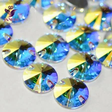 Crystal Glass 3200 Rivoli AB Colour Garment Sew ON  Crystal Rhinestones Round