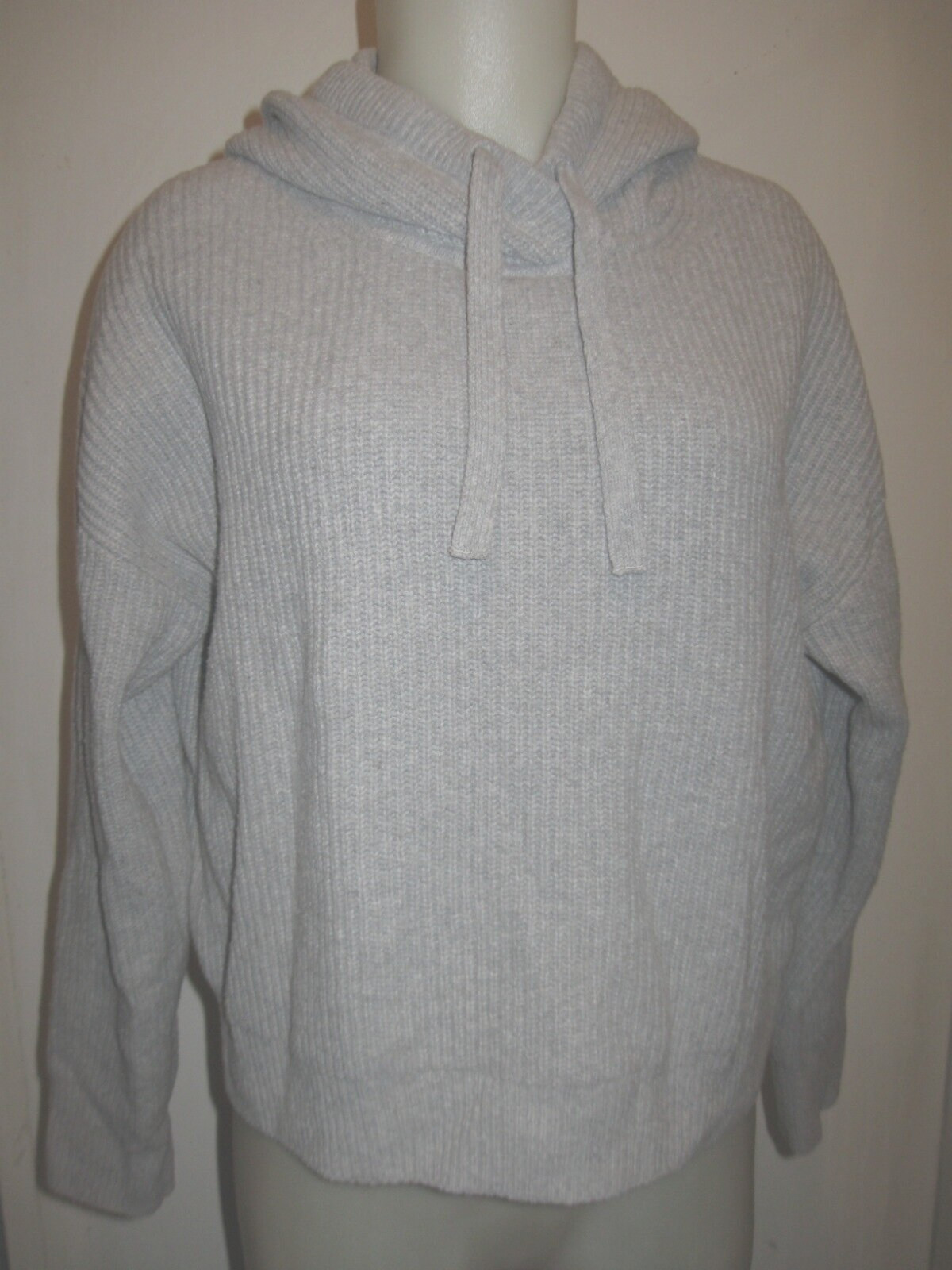 GAP HEATHER GRAY WOOL BLEND RIBBED PULLOVER HOODI… - image 2
