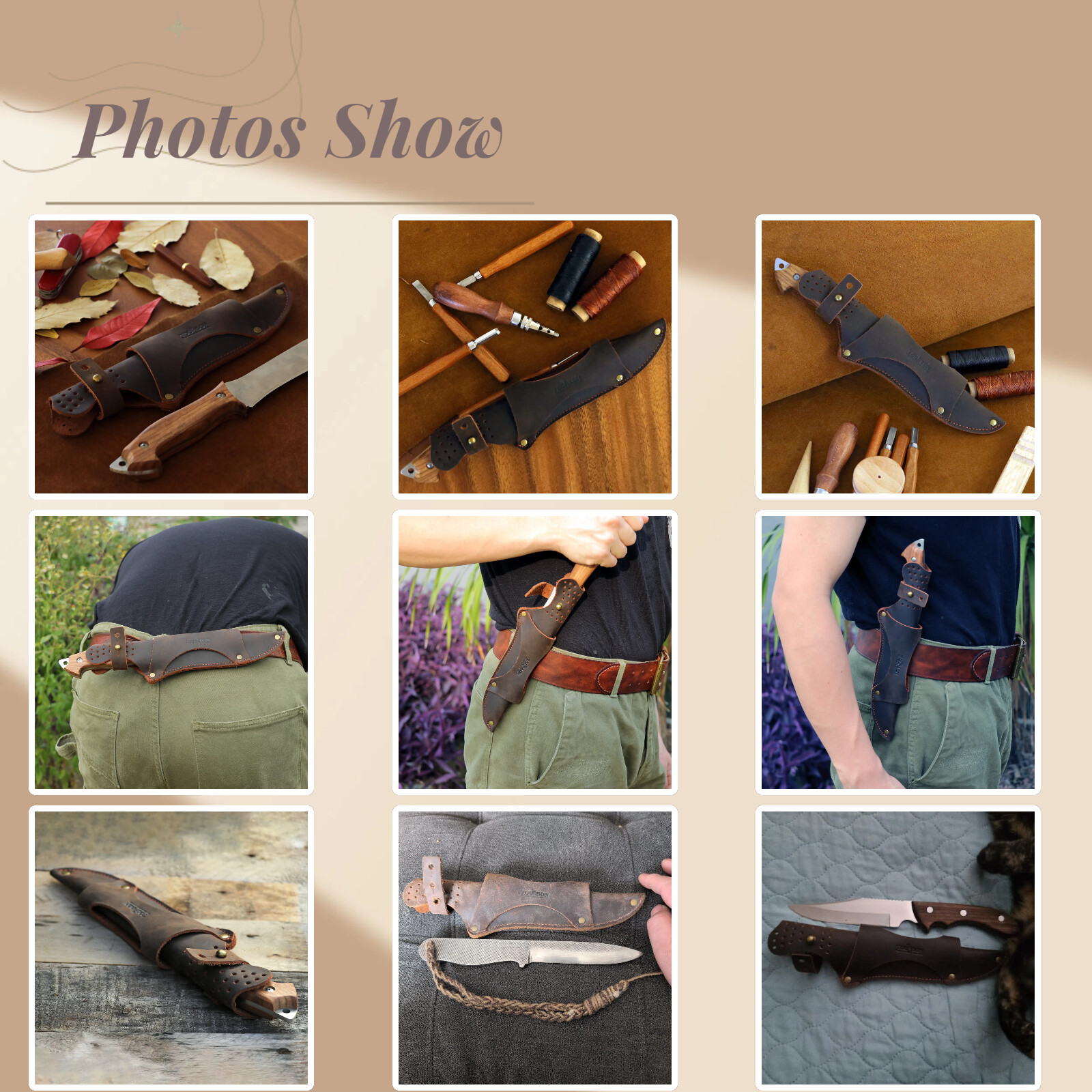 TOURBON Leather 10in Knife Sheath Fixed Blade Protect Tools Carrier Belt Holster