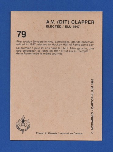 1983 (1985) CARTOPHILIUM HOCKEY HALL OF FAME HOF CARD 1-240 & PROMO SEE LIST - Picture 162 of 488