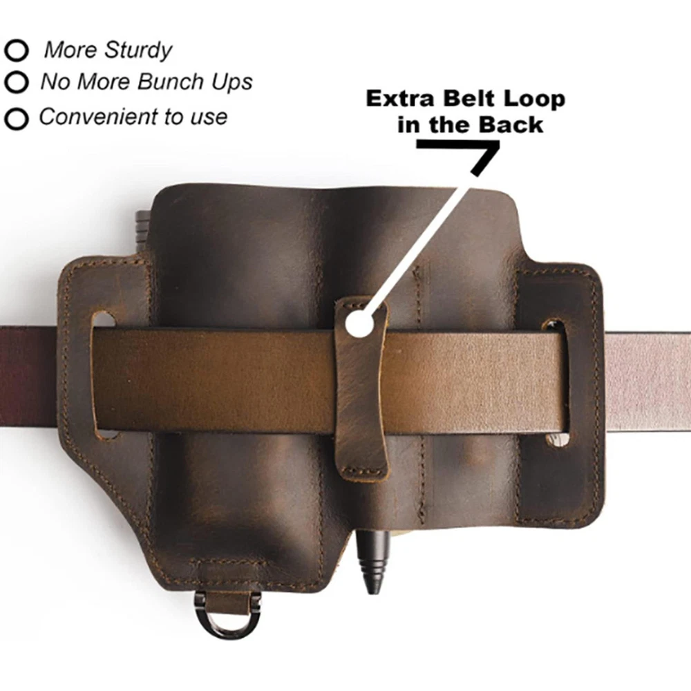 Multi-tool Leather Sheath Outdoor Pocket Organizer Storage Belt Waist Bag