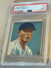 1933 GOUDEY #217 FRANK CROSETTI PSA 3(MK) NEW YORK YANKESS BASEBALL CARD.