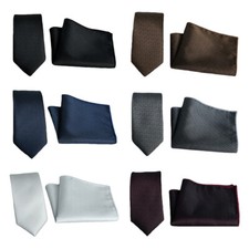 Men Skinny 6CM Necktie Pocket Square Handkerchief Hanky Wedding Party Tie Set