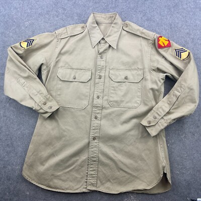 US Military Shirt Mens Army Korean War 1950s Long Sleeve Carlisle