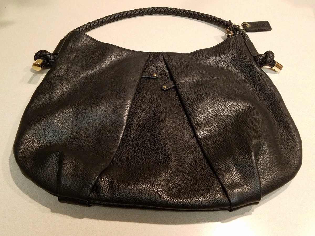 Clark s Black Soft Pebble Leather Hobo with Braided Strap Handbag