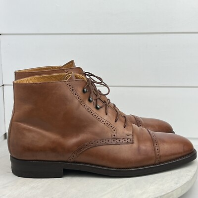 Cole Haan Vintage Brown Leather Cap Toe Brogue Boot Mens 12 
