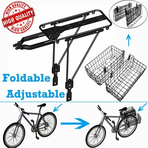 Doppio Borse Bicicletta Cesto POSTERIORE BICI MTB Rack Storage METALLO  TRASPORTINO PIEGHEVOLE | eBay