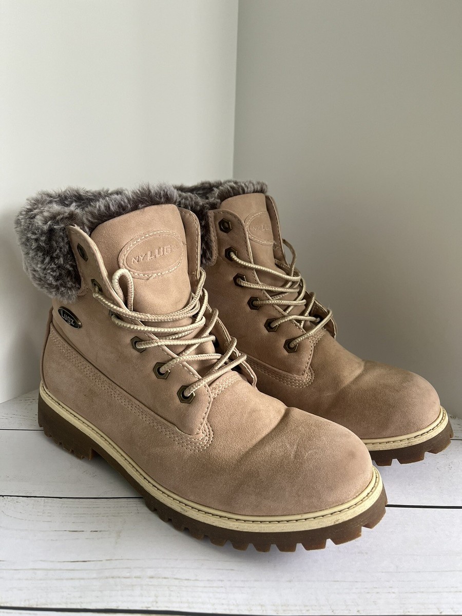 Lugz WCNYFE-682 Womens Convoy Faux Fur Lace Up Boots Ankle Mid