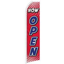 Now Open Red/White Swooper Flutter Feather Flag We're Open Welcome Business Flag