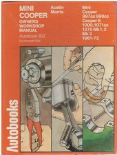 MINI COOPER 997 998 COOPER S 1000 1071 1275 (1961-72) OWNERS WORKSHOP MANUAL