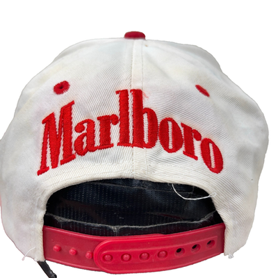 Vintage Marlboro Hat Cap Strap Back Black Red Cigarettes Promo