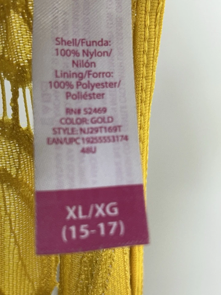 No Boundaries Yellow Lace Cami Scallop Lined Floral Tank Top, Sz XL. (15-17) 4A - Image 4 of 4