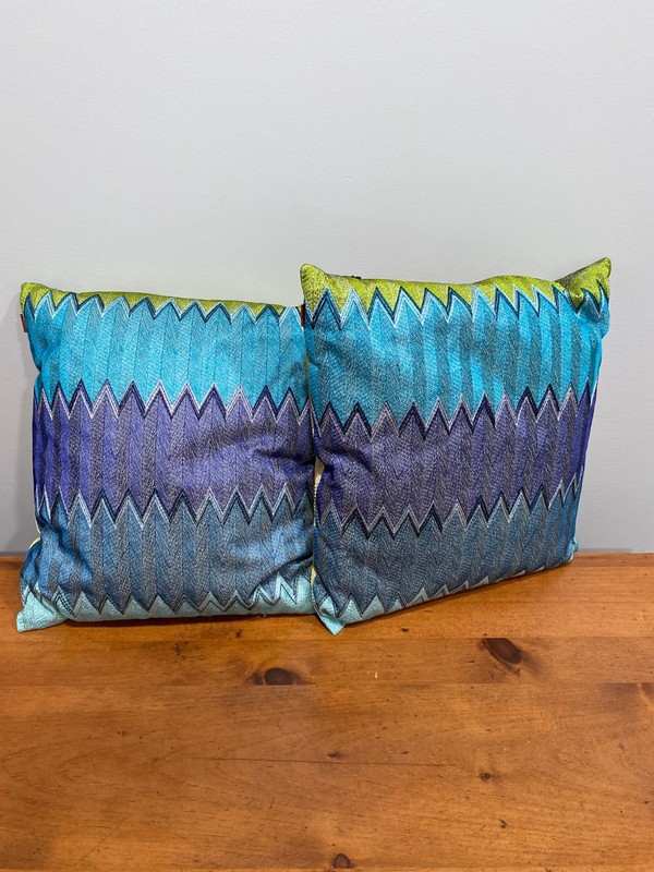 Set of 2 Matching Missoni Zig Zag Throw Pillow 40cm x 40cm