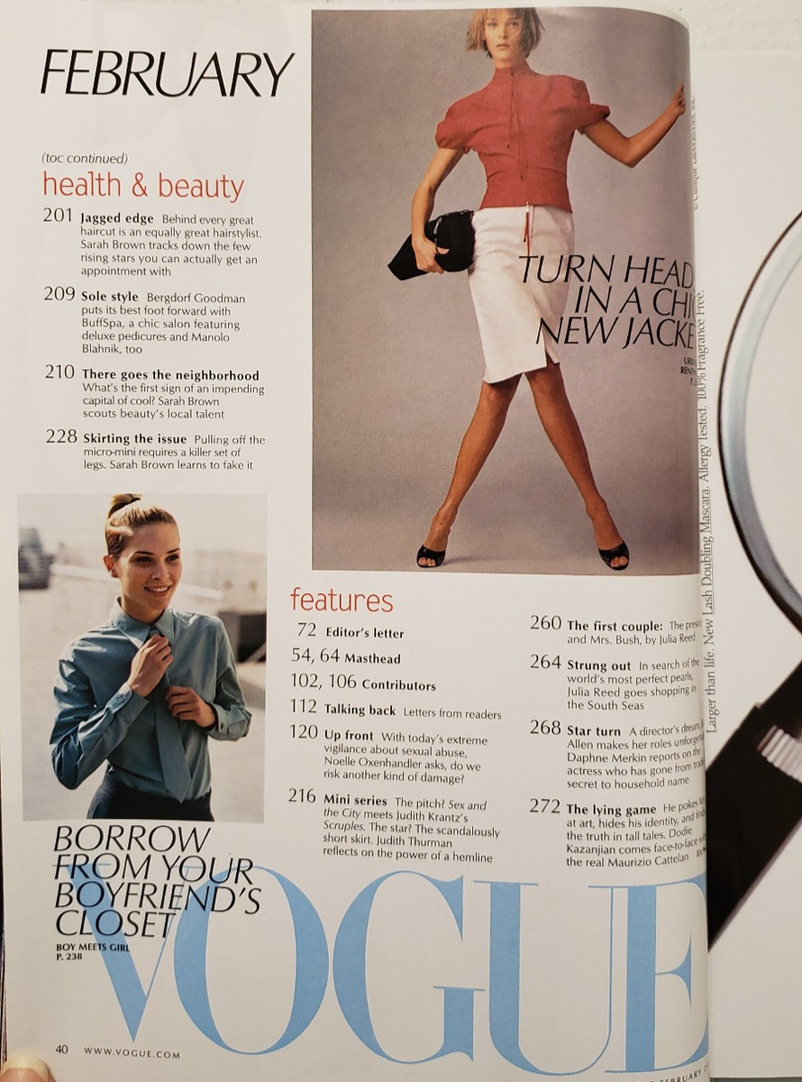 Vogue Magazine February 2001 Karolina Kurkova~Kate Moss~Gisele