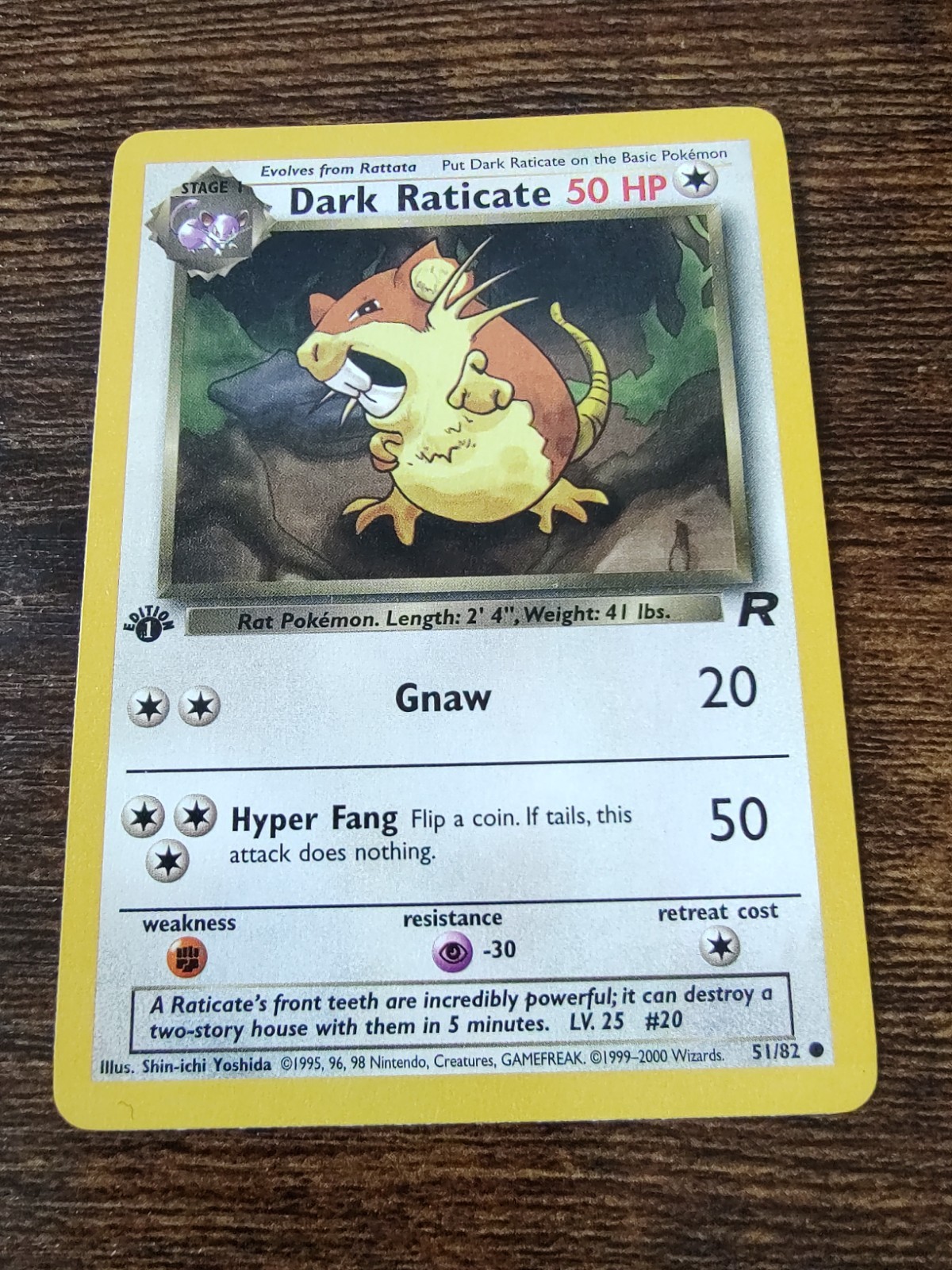 Dark Raticate 51/82 1st Edition Team Rocket Non Holo Pokemon Card