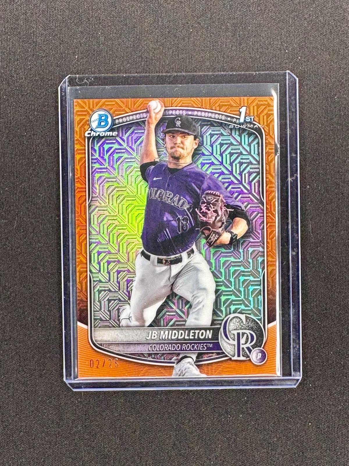 2025 Bowman Draft 1st Chrome Orange Mojo Refractor JB Middleton /25 Rockies