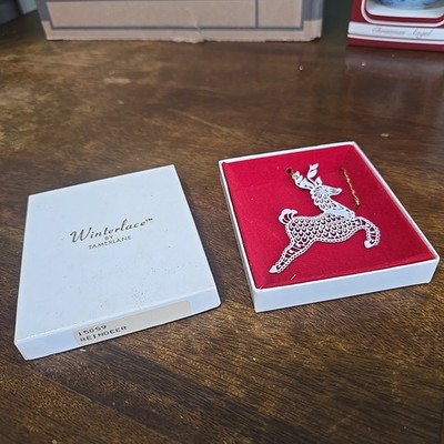 Vintage Winterlace Tamerlane Filigree 15059 REINDEER Ornament Christmas in Box