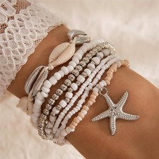Boho Beach Bracelets Set Multilayer Tassel Handmade Summer Hippie Style Jewelry