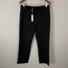 NEW QUINCE Black Pants L Petite Ultra Stretch Ponte Straight Leg Knit 26" in