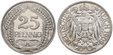 Deutschland - 25 Pfennig 1909-1912 Deutsches Reich - verschiedene Jahrg&auml;nge