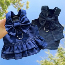 18kg Denim Dog Harness Durable Polyester Versatile Pet Vest Dress Walking Leash