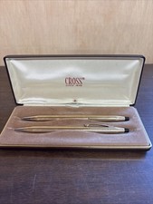Vintage Ballpoint Cross Pen Pencil Set in Box 1/20 10K GOLD FILLED WORK