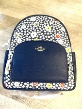 Coach Court Deep Blue Mult Floral P Signature Canvas & Leather Backpack (CBM23)