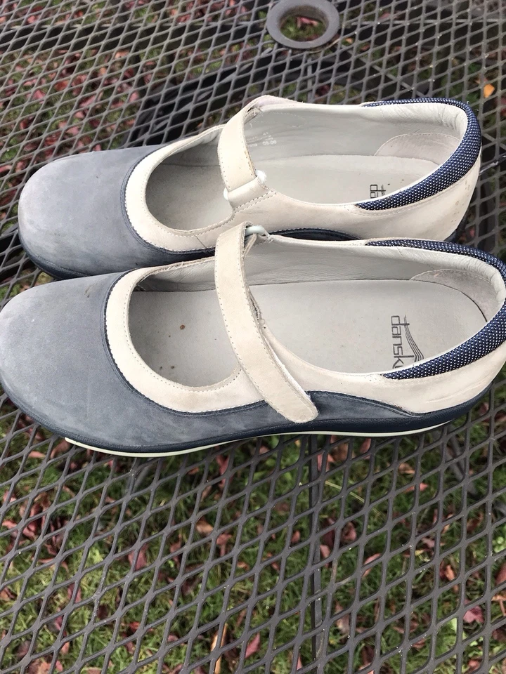 Sapatos femininos Dansko Annie Mary Jane couro camurça bicolor tamanho 41 EUA 10 azul - Imagem 2 de 4