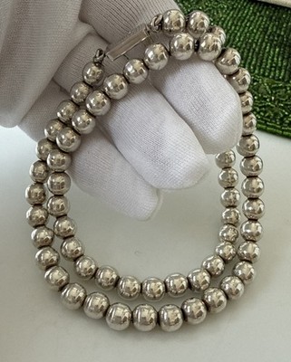 Vtg.solid Sterling Silver 925 Mexico Taxco Beaded Necklace Box