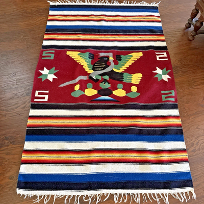 Vintage Mexican Serape Woven Blanket Throw 48x76