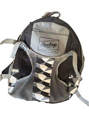 Rawlings Players Youth Tball School Backpack Equipment Bag, Black/Grey 16 x15''