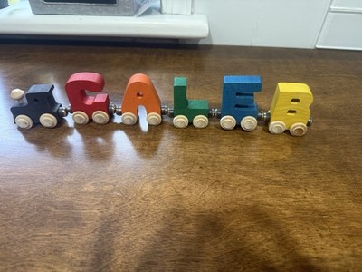 Caleb Wooden Name Train Personalized Gift for Kids Boys Like Brio