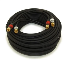 50ft 2 Wire RCA Premium Component Audio Cables  24K Gold Plated  Black