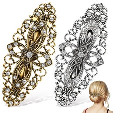 FRCOLOR 2Pcs Vintage Floral Hair Clips for Women Rhinestone Hair Barrettes fo...