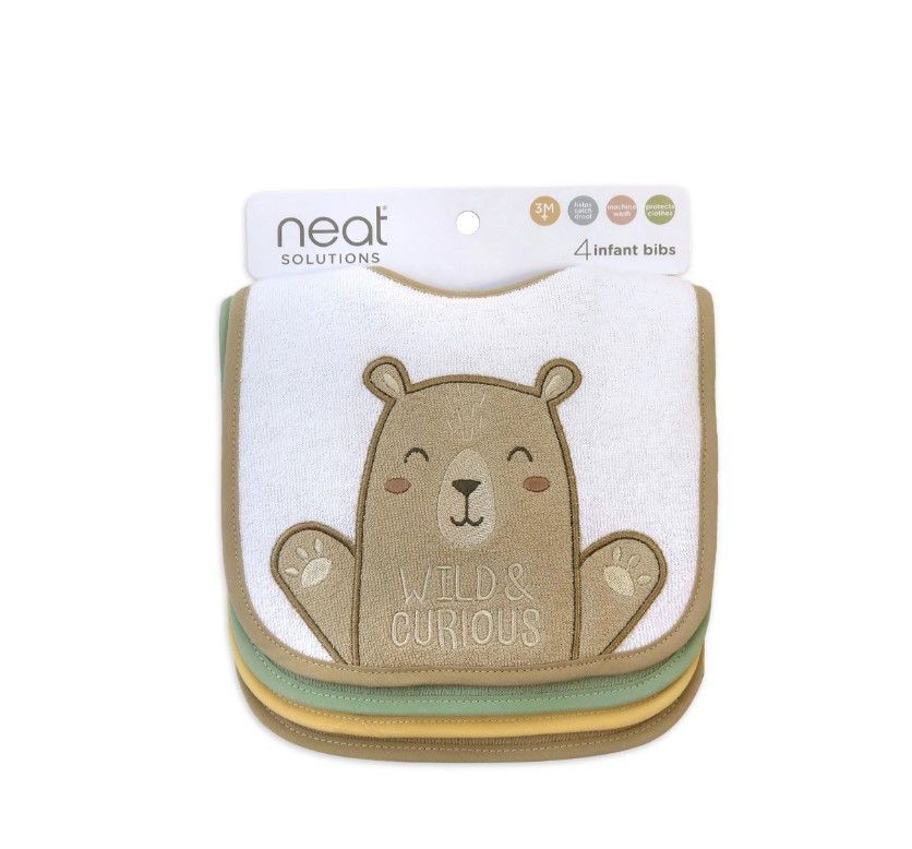 Neat Solutions Neutral 4 Pack Bear Bib